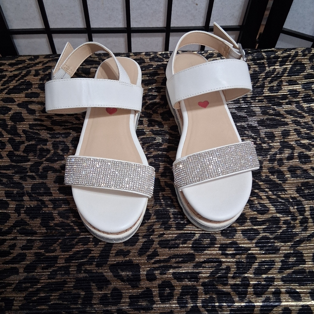 Steve Madden White and Silver Sandals with Two-Strap Design